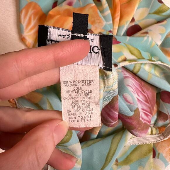 Vintage 90's Blue Floral Chiffon Midi Skirt - Picture 4 of 4